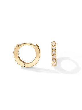 Gold Huggie Hoop Earrings Cubic Zirconia Small Cartilage Helix Earrings